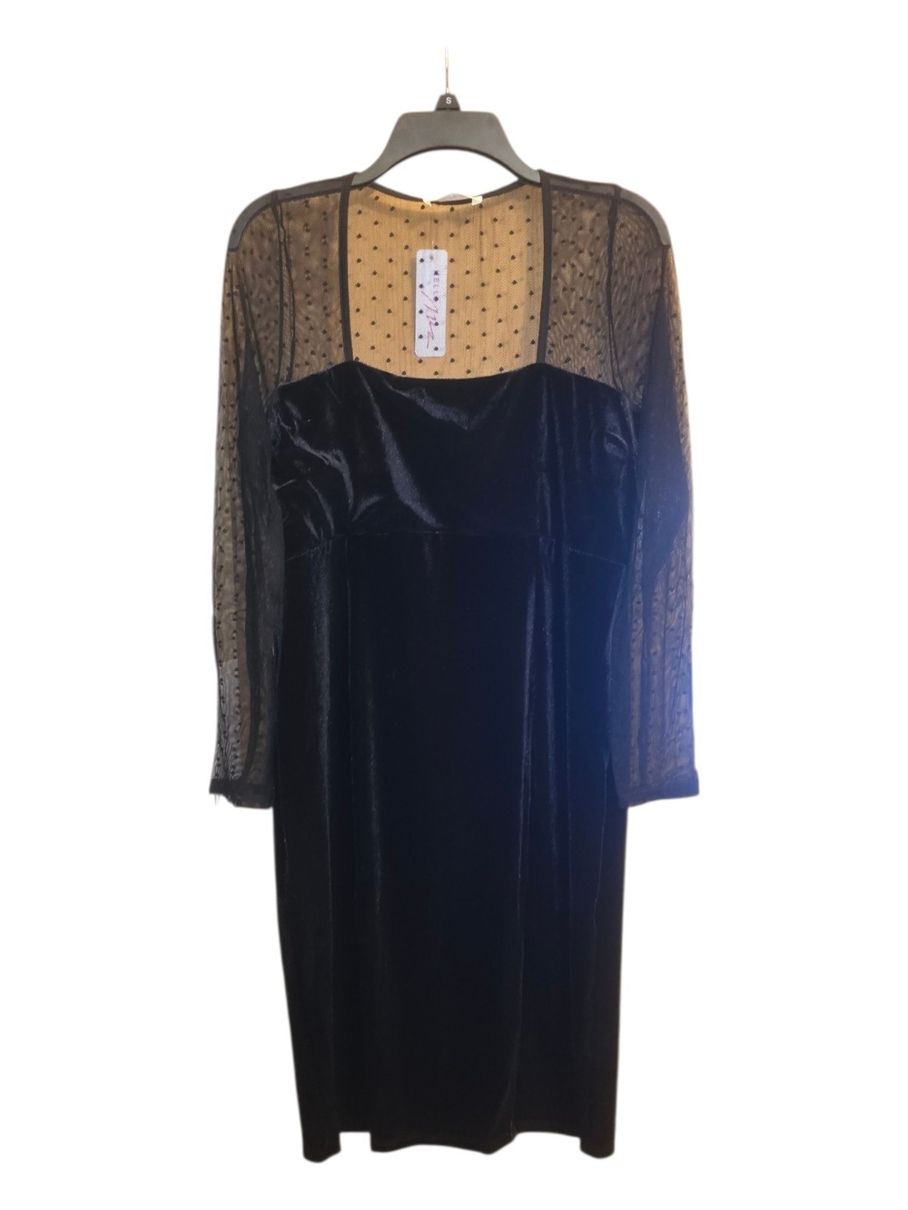 Hello Miz Maternity Sheer Long Sleeve Square Neck Velvet Dress